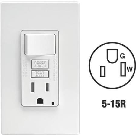 Leviton Leviton Mfg C22-GFSW1-00W Self-Test Tamper Resistant GFCI Switch & Outlet Combination With Wallplate; White 4996807
